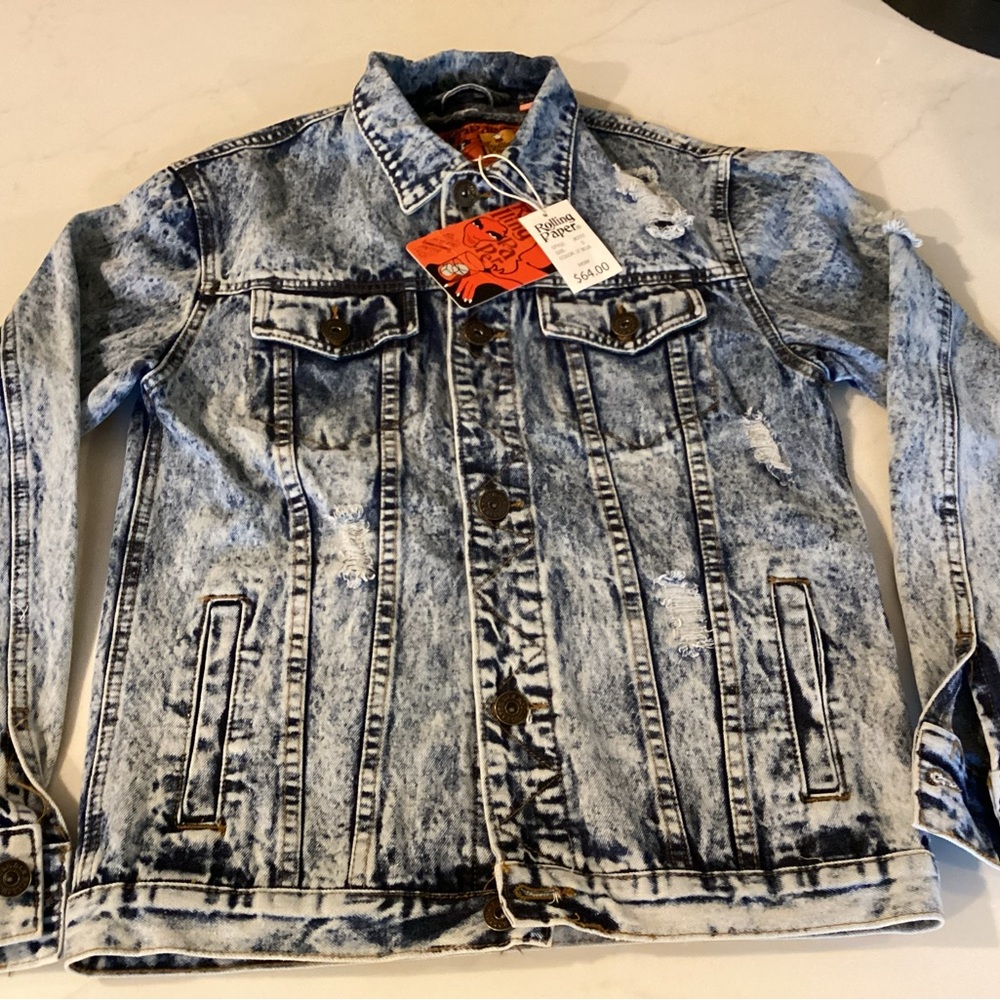 Womens Rolling Paper Y2K Jean Jacket  Retro